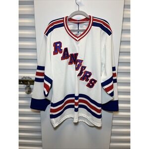 Vintage CCM New York Rangers Hockey Jersey Mens Medium White Excellent NHL Mesh